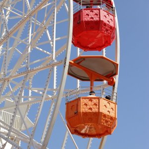 sky, wheel, steel, blue, construction, ferris wheel, park, ferris, power, attraction, barcelona, tibidabo, spa