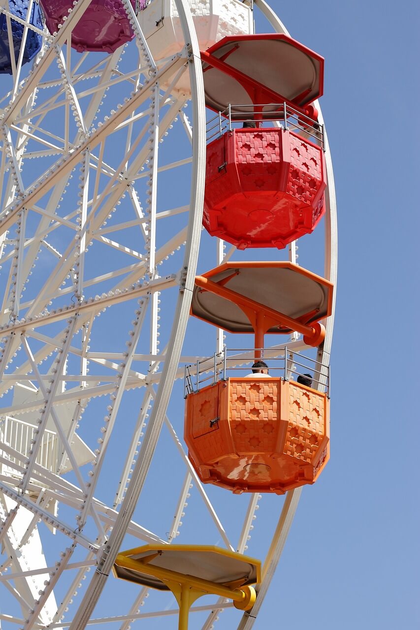 sky, wheel, steel, blue, construction, ferris wheel, park, ferris, power, attraction, barcelona, tibidabo, spain, catalonia, travel, europe, tourism, city, mountain, leisure, tourist, spanish, mount, landmark, european, lockscreen wallpaper, iphone wallpaper